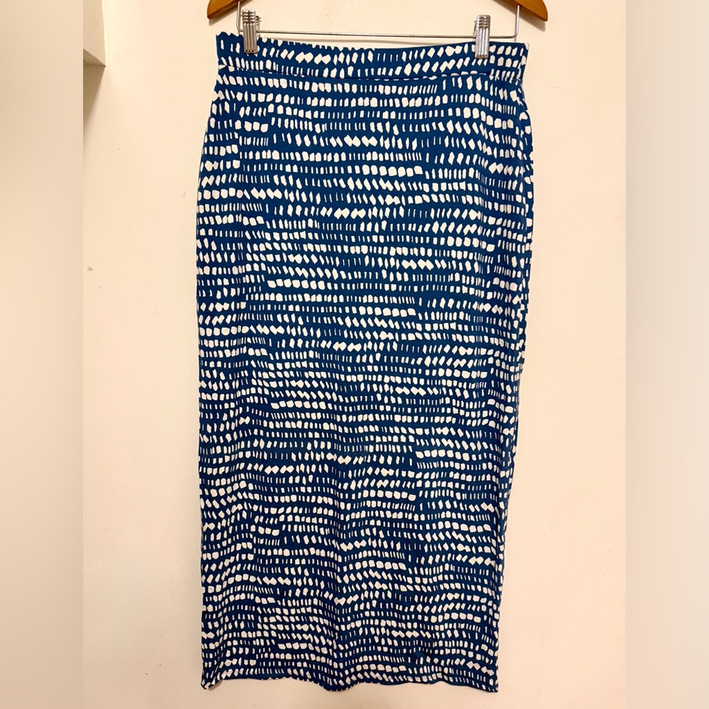 Loft Maxi Blue and White Patterned Skirt